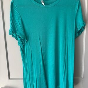 Vibrant Teal Ruffle Sleeve Women's Tee